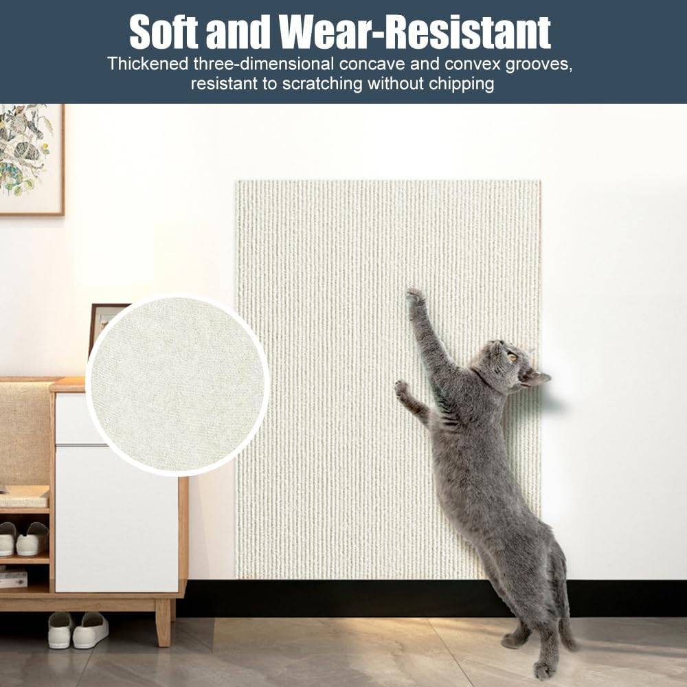 Griffoir pour chat autocollant , tapis de protection anti-griffures pour canapés, meubles, portes, murs, 30 x 100 cm (beige)-Lytech - Image 2
