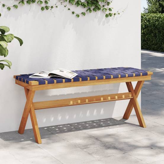 Banc de jardin - Banc d'extérieur - Banquette bleu foncé bois massif d'acacia et tissu - Image 2