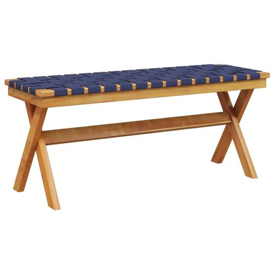 Banc de jardin - Banc d'extérieur - Banquette bleu foncé bois massif d'acacia et tissu - Image 5