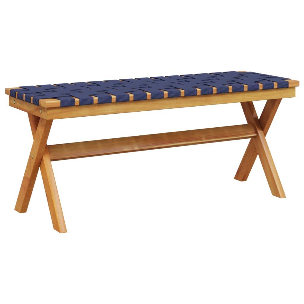 Banc de jardin - Banc d'extérieur - Banquette bleu foncé bois massif d'acacia et tissu - Image 5