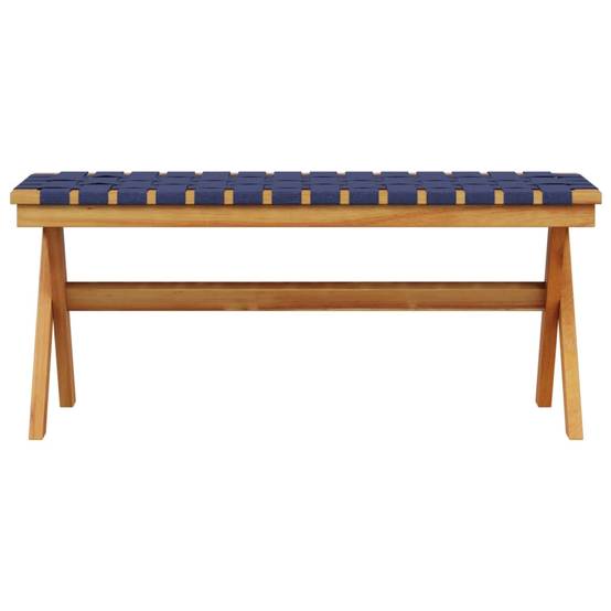 Banc de jardin - Banc d'extérieur - Banquette bleu foncé bois massif d'acacia et tissu - Image 3