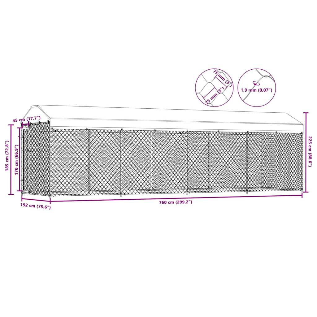 Vidaxl - Chenil extérieur avec toit pour chiens 760x190x225 cm vidaXL 145031 - Imagen 3