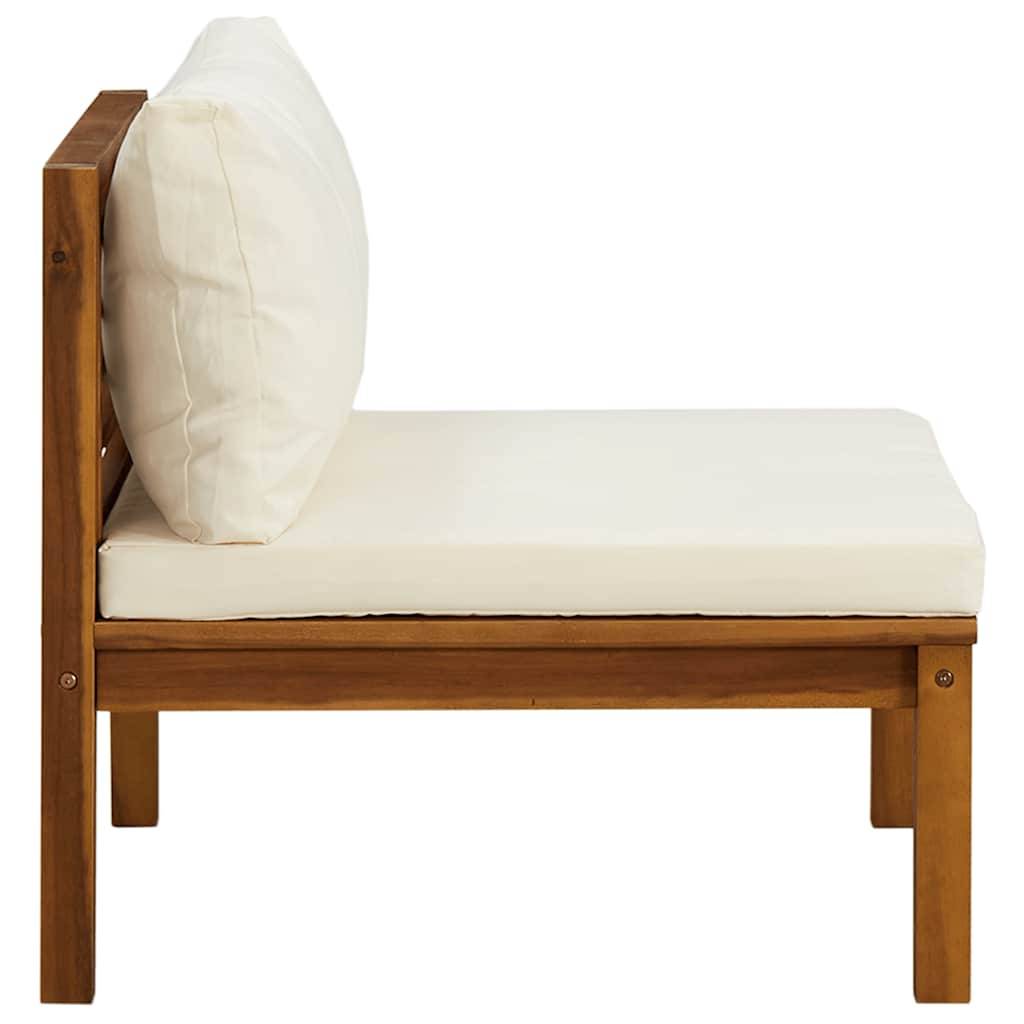 Ensemble de canapés 2 pcs | Canapé D'extérieur | Sofa De Jardin et coussins blanc crème Acacia solide Maison Chic - Image 5