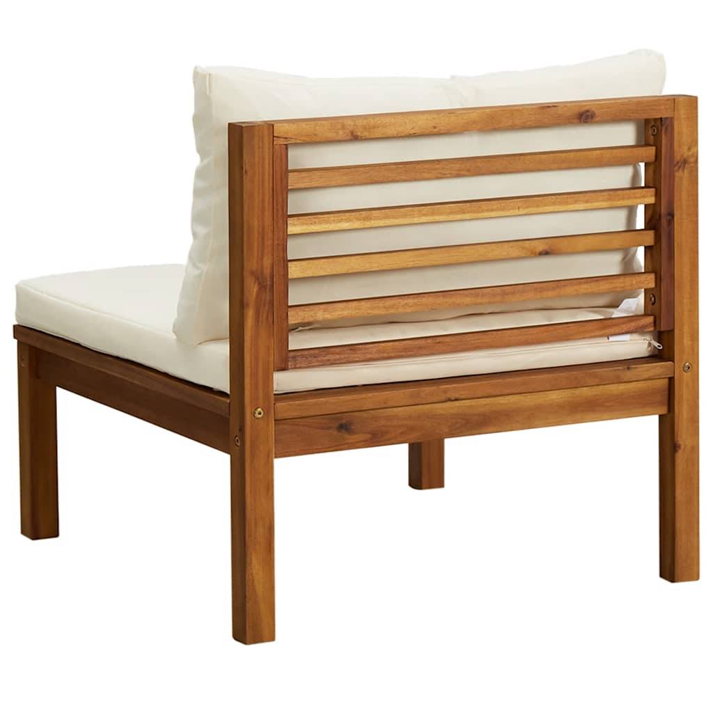 Ensemble de canapés 2 pcs | Canapé D'extérieur | Sofa De Jardin et coussins blanc crème Acacia solide Maison Chic - Image 6