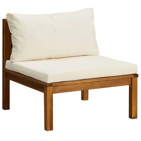 Ensemble de canapés 2 pcs | Canapé D'extérieur | Sofa De Jardin et coussins blanc crème Acacia solide Maison Chic - Image 3