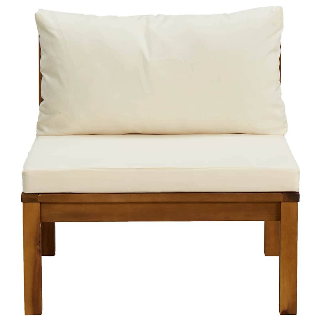 Ensemble de canapés 2 pcs | Canapé D'extérieur | Sofa De Jardin et coussins blanc crème Acacia solide Maison Chic - Image 4
