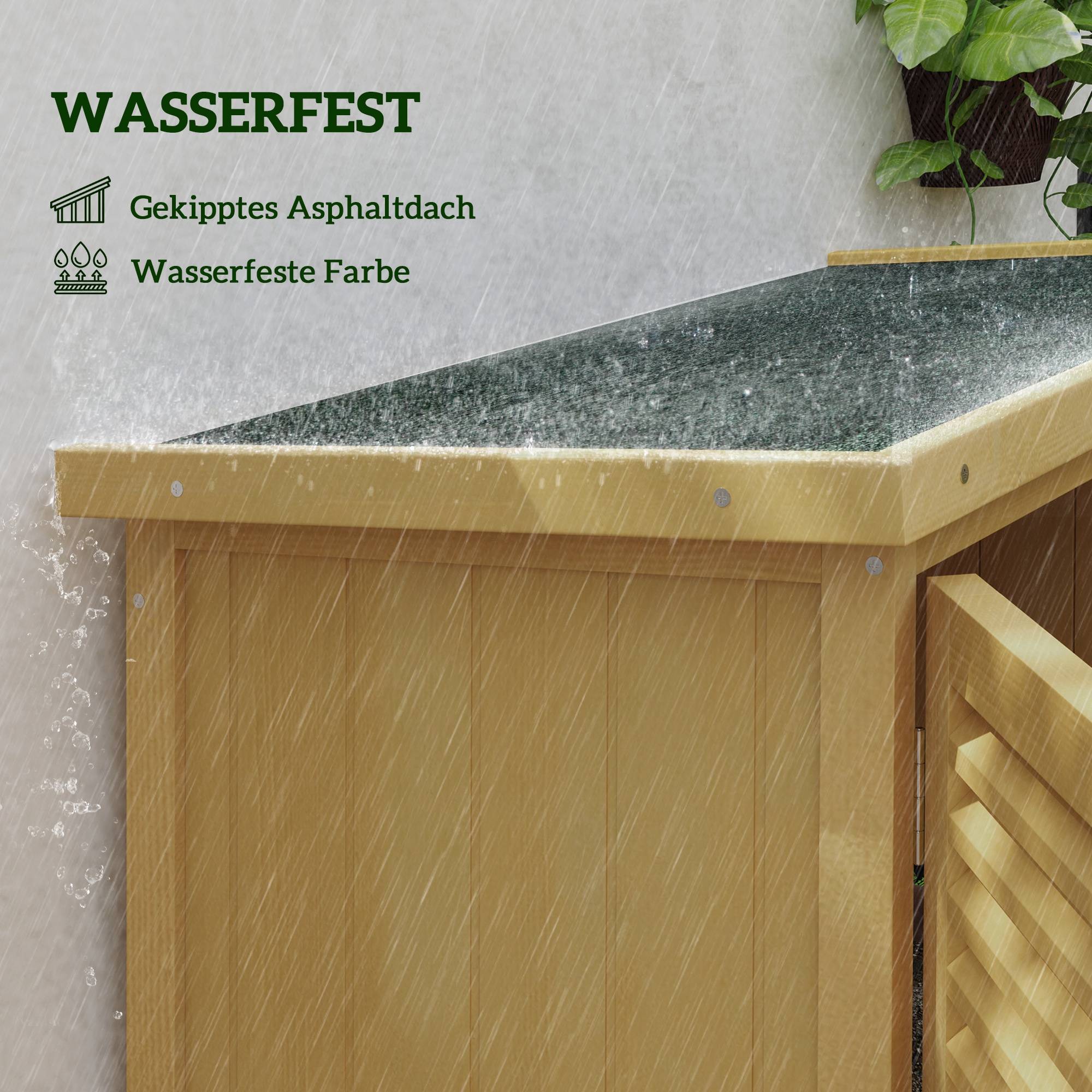 Commode de jardin résistante, 2 portes verrouillables, pin, 87l x 46,5p x 160h cm, jaune clair - Image 6