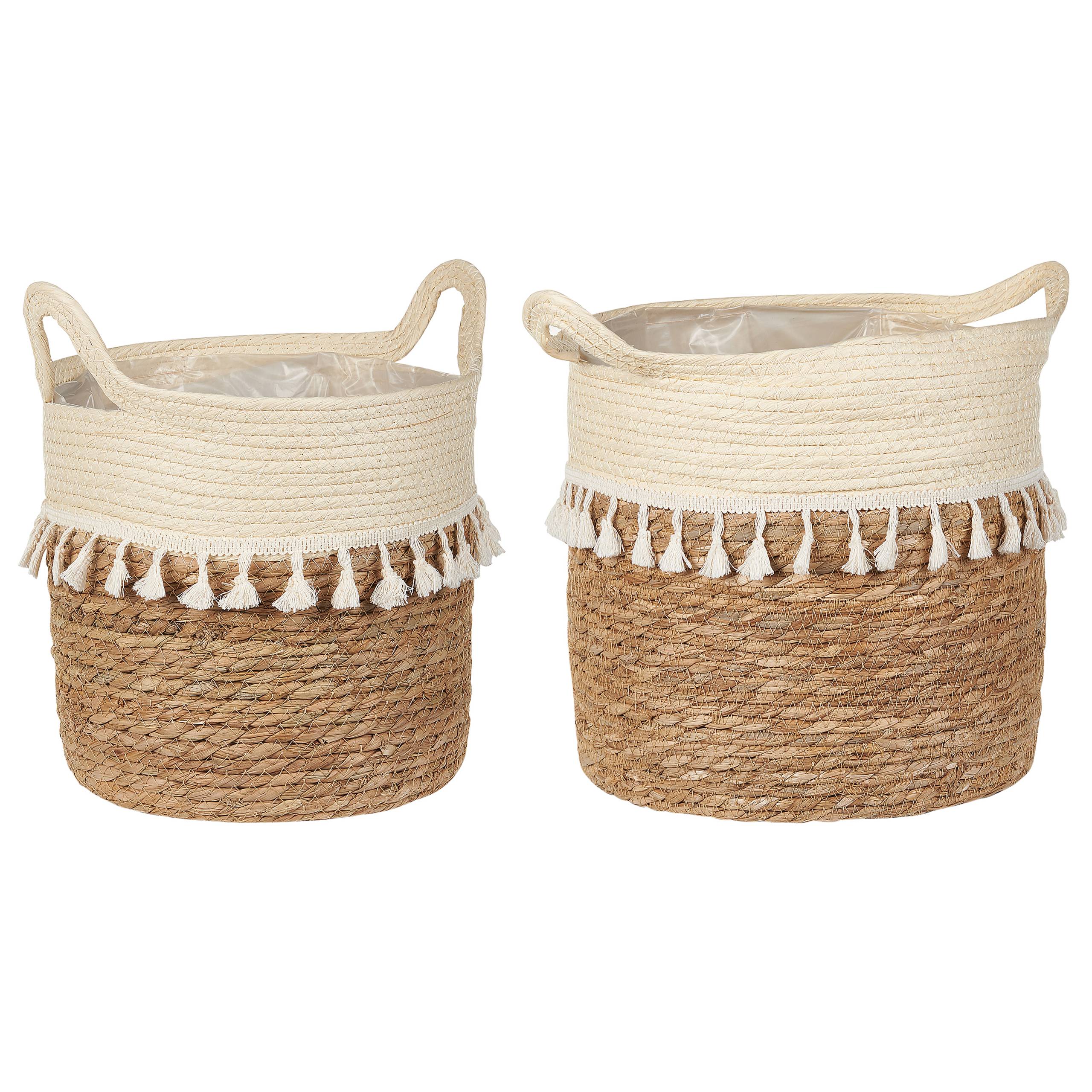 Beliani - Lot de 2 Paniers à Plantes Pots de jardinière en Herbier Marin Naturel Beige pour l'Intérieur Style Boho - Imagen 1