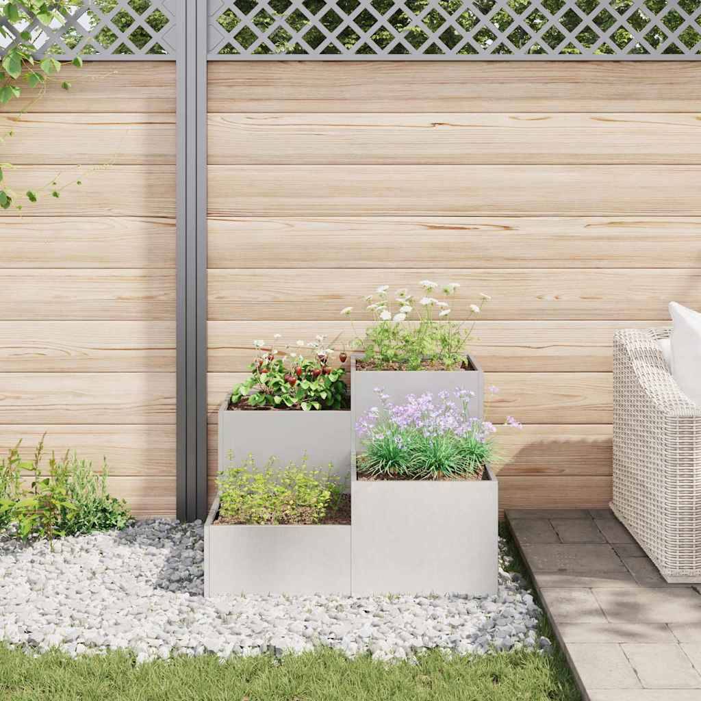 Cache-pot | Bac à fleurs de jardin Argent 100 x 100 x 60 cm Acier inoxydable - Image 4