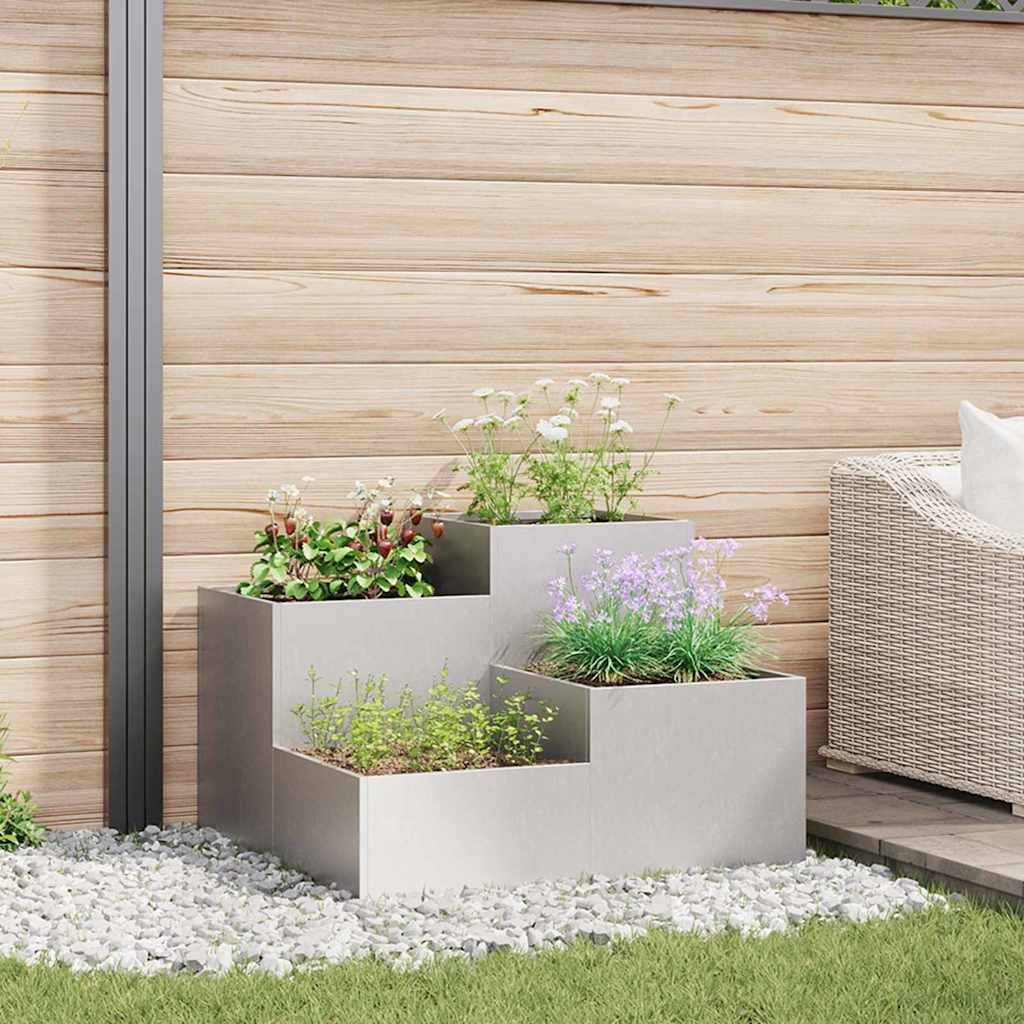 Cache-pot | Bac à fleurs de jardin Argent 100 x 100 x 60 cm Acier inoxydable - Image 2