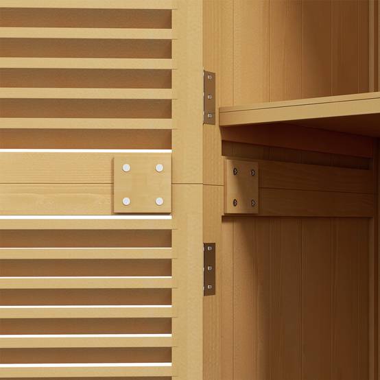 ComfortXL - Armoire de jardin en pin et sapin 87 x 46,5 x 160 cm jaune clair avec 2 portes verrouillables toit bitumé - Image 9