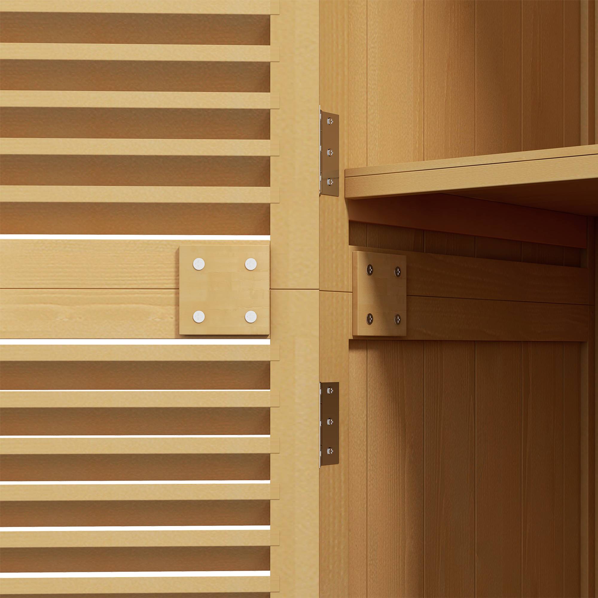 ComfortXL - Armoire de jardin en pin et sapin 87 x 46,5 x 160 cm jaune clair avec 2 portes verrouillables toit bitumé - Image 9