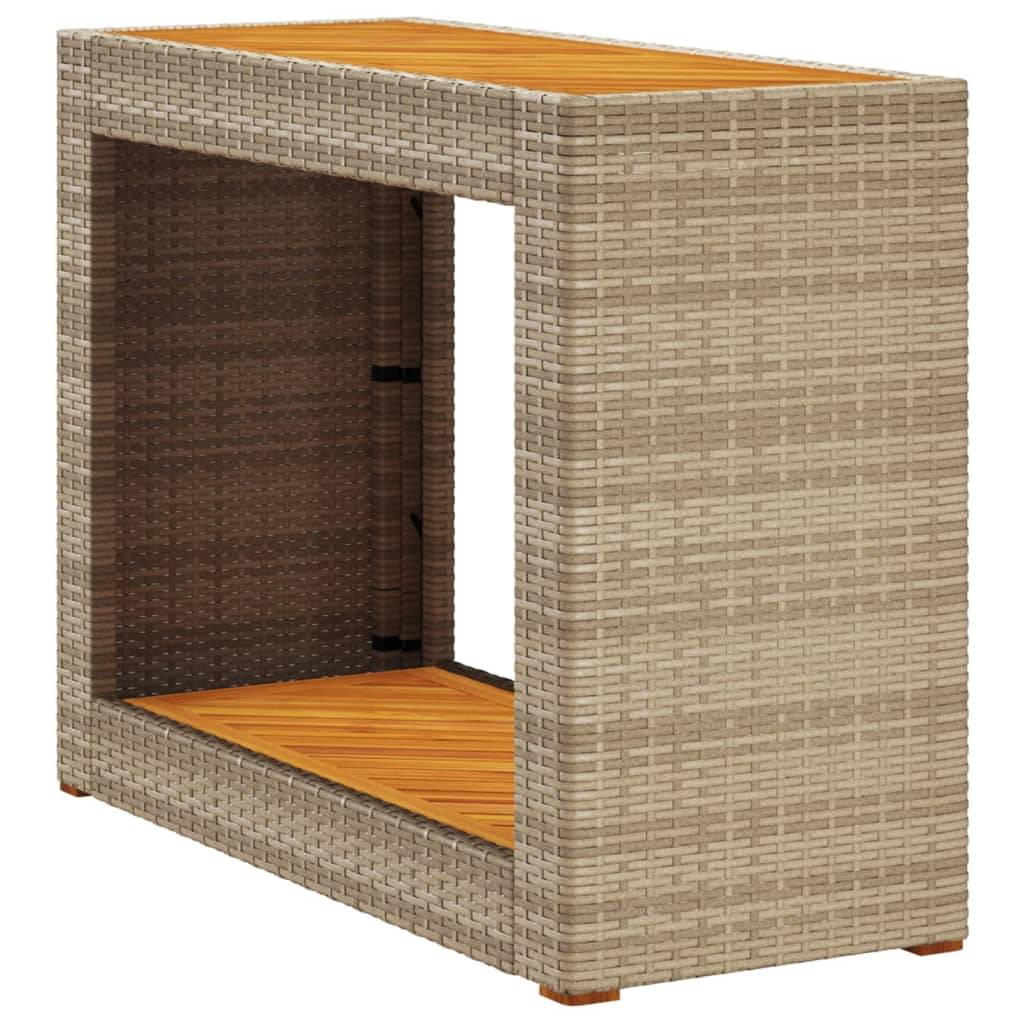 Table d'appoint de jardin résine tressée bois beige 100x40x75 cm - PANGIVO - Image 2