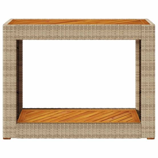 Table d'appoint de jardin résine tressée bois beige 100x40x75 cm - PANGIVO - Image 6