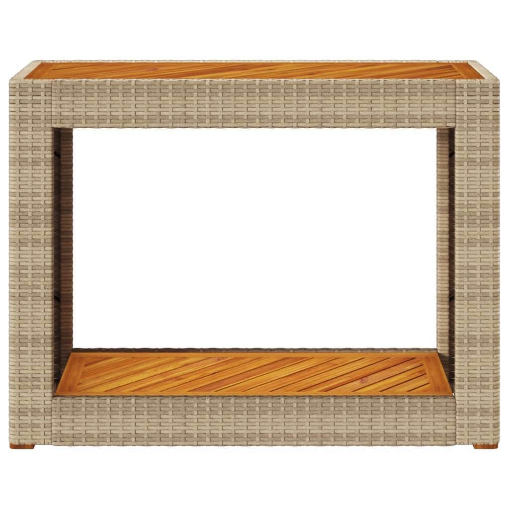 Table d'appoint de jardin résine tressée bois beige 100x40x75 cm - PANGIVO - Image 6