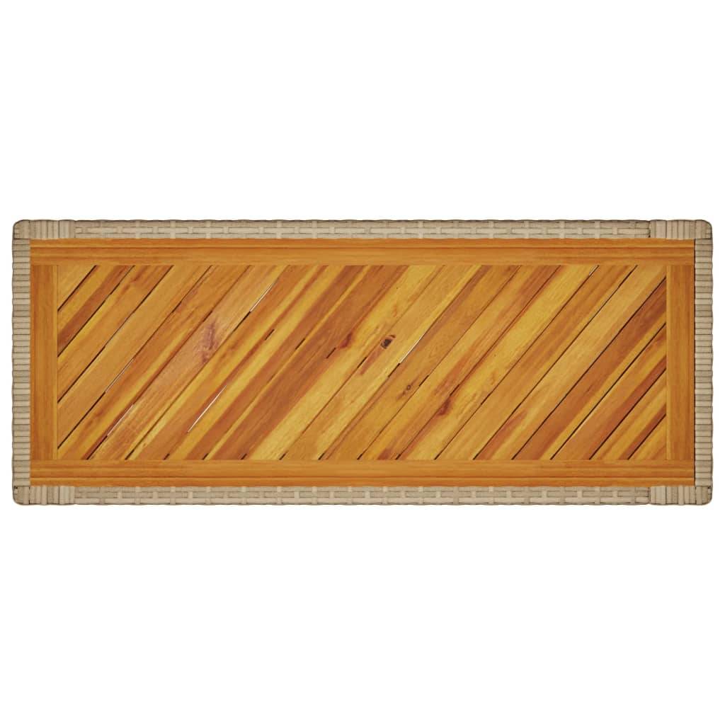 Table d'appoint de jardin résine tressée bois beige 100x40x75 cm - PANGIVO - Image 8