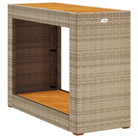 Table d'appoint de jardin résine tressée bois beige 100x40x75 cm - PANGIVO - Image 7