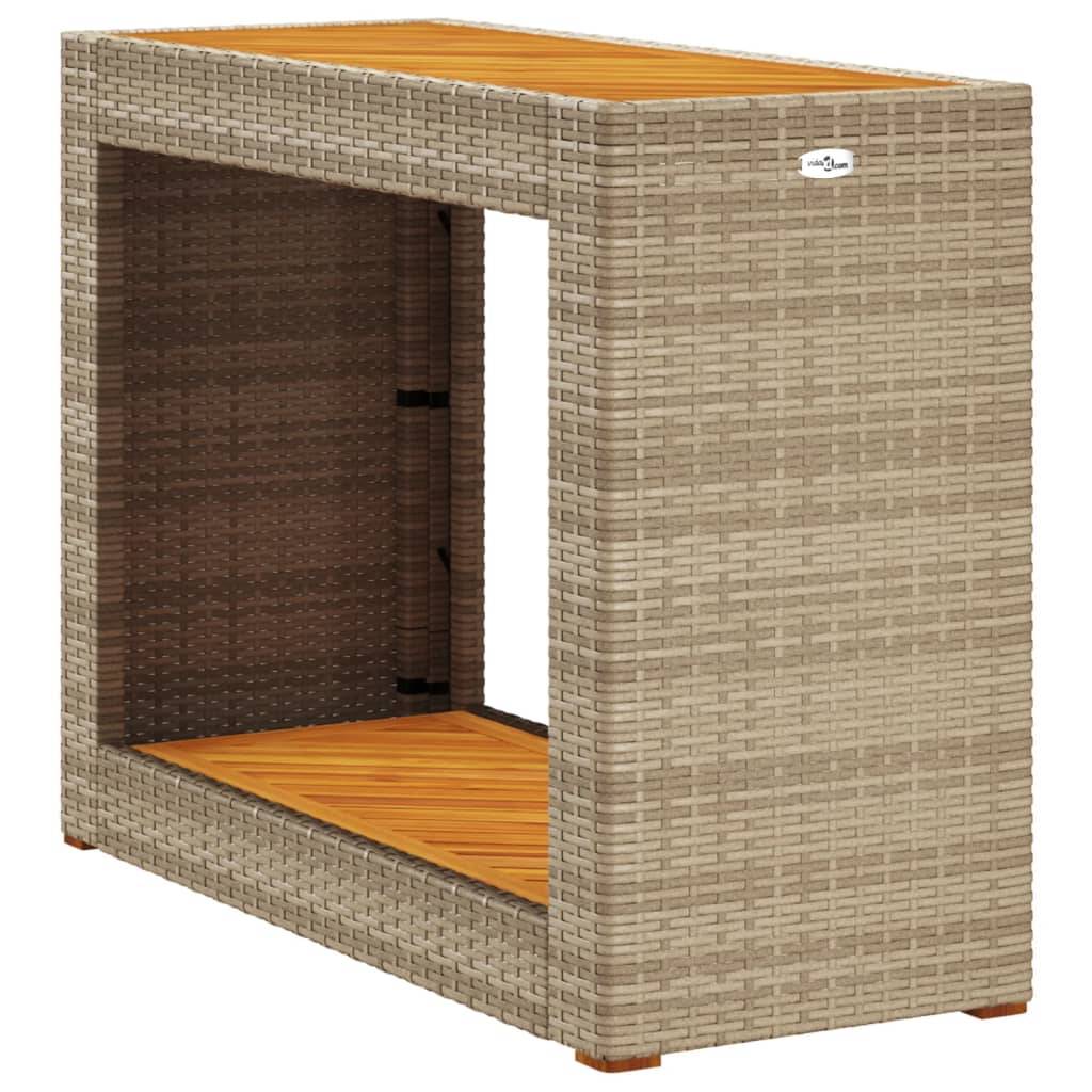 Table d'appoint de jardin résine tressée bois beige 100x40x75 cm - PANGIVO - Image 7