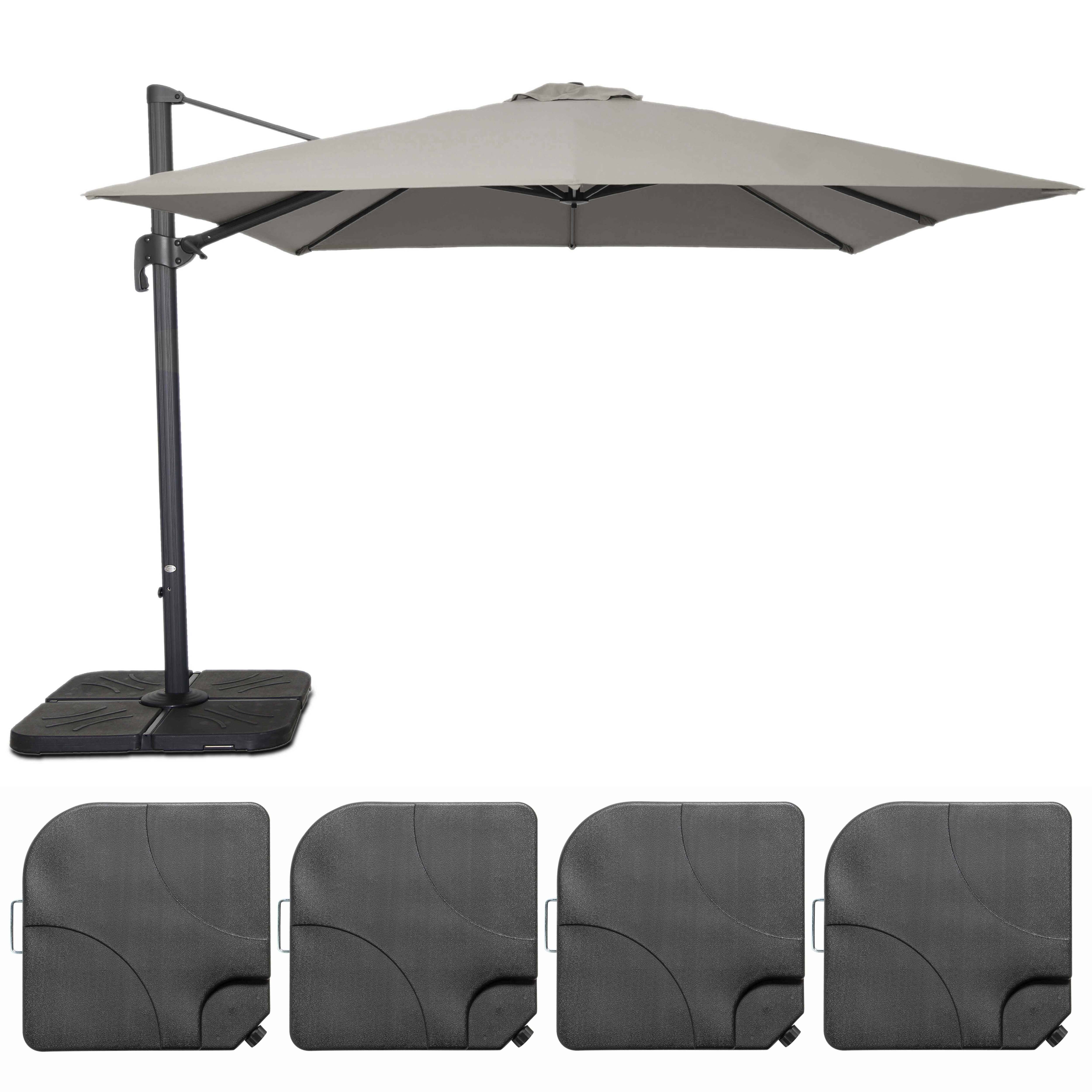 Oviala - Parasol déporté inclinable rotatif 3x3m et 4 dalles à remplir taupe Malaga - Oviala - Image 2
