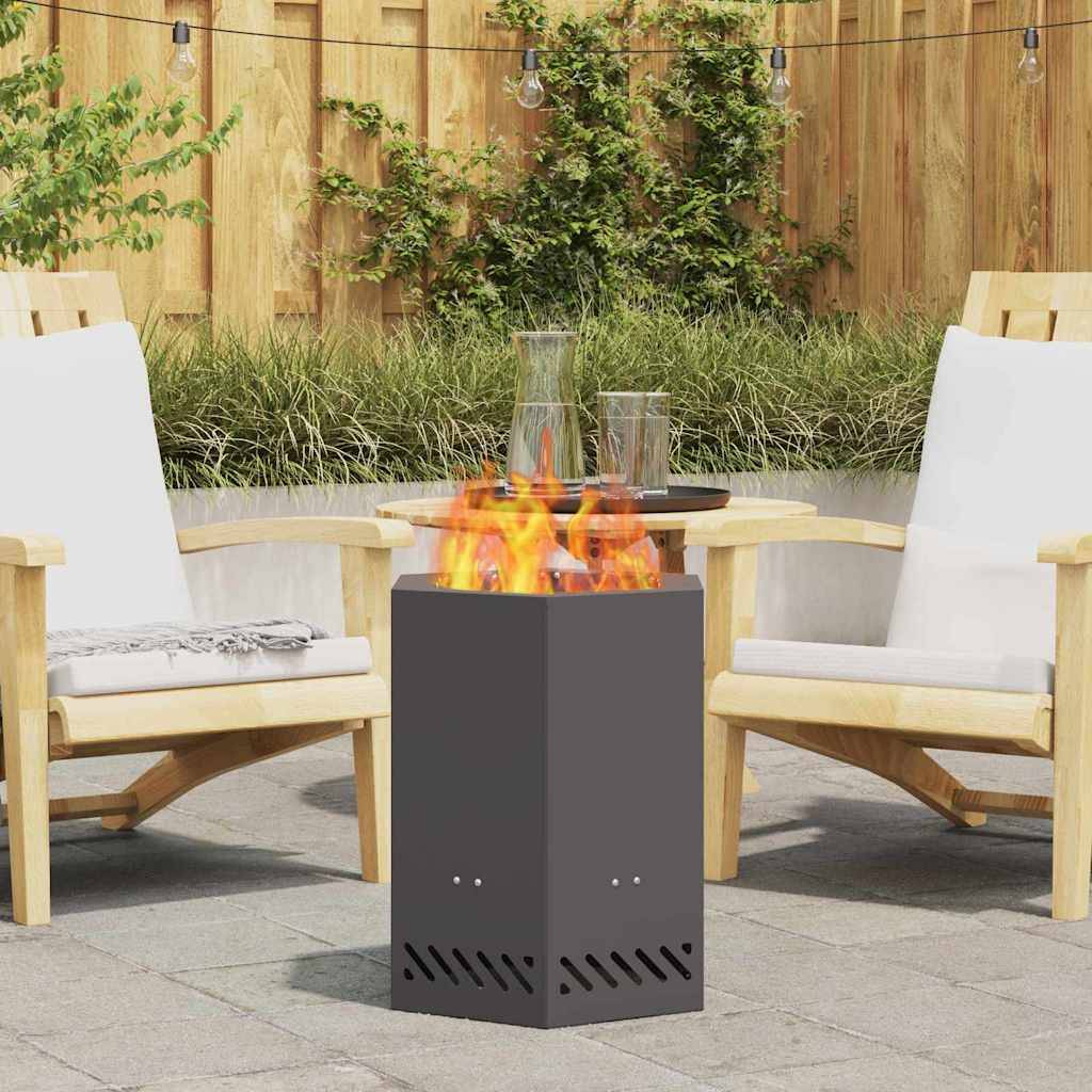 ComfortXL - Braséro hexagonal sans fumée compact en acier pour balcon terrasse Noir 38 cm – ComfortXL Outdoor Living - Image 1