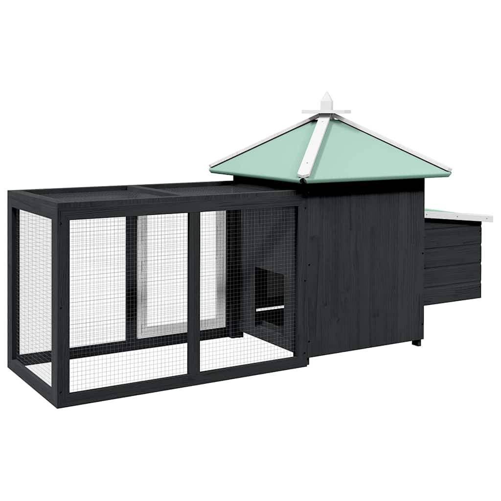 Vidaxl - Poulailler avec nichoir Gris 190x72x102 cm Bois de sapin massif vidaXL 170981 - Imagen 7