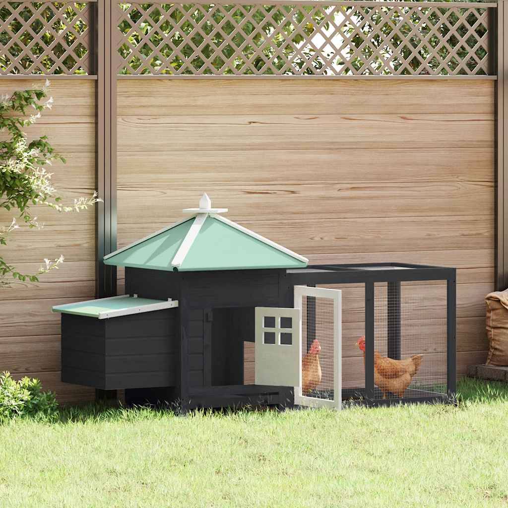 Vidaxl - Poulailler avec nichoir Gris 190x72x102 cm Bois de sapin massif vidaXL 170981 - Imagen 1