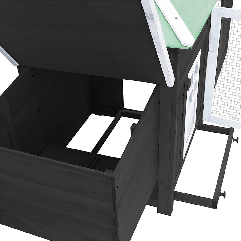 Vidaxl - Poulailler avec nichoir Gris 190x72x102 cm Bois de sapin massif vidaXL 170981 - Imagen 5