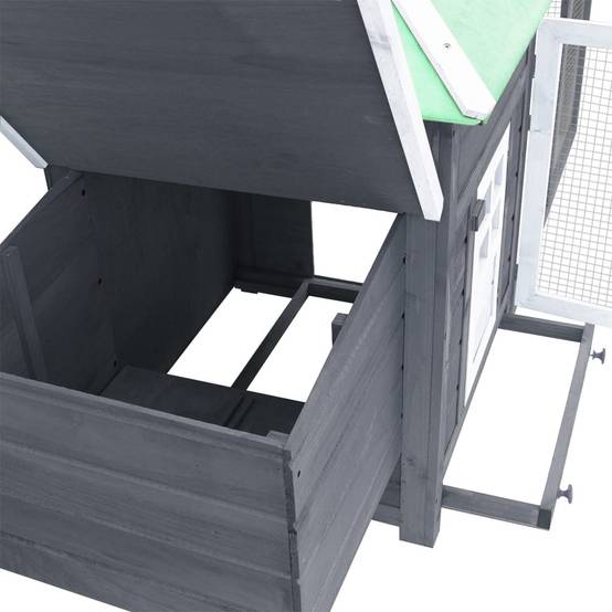 Vidaxl - Poulailler avec nichoir Gris 190x72x102 cm Bois de sapin massif vidaXL 170981 - Imagen 6