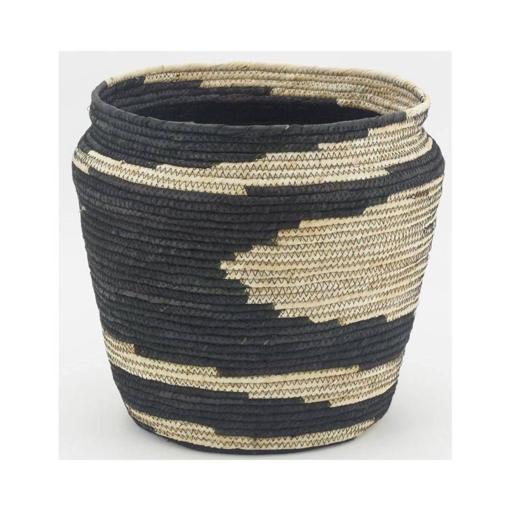 Aubry Gaspard - Cache-pots ronds en jonc naturel et noir Dakar - Imagen 3