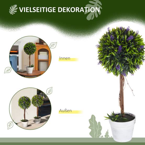 Arbre Lavande Artificiel Lot 2 Plastique Maison Véranda Touche Florale 60cm Violet - ComfortXL Outdoor Living - Image 7