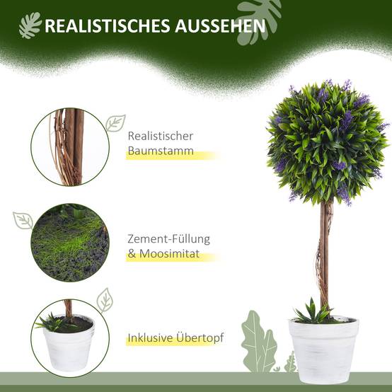 Arbre Lavande Artificiel Lot 2 Plastique Maison Véranda Touche Florale 60cm Violet - ComfortXL Outdoor Living - Image 6