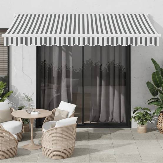 Store Banne - Auvent rétractable anthracite et blanc 3,5x2,5m tissu/aluminium - MEUBLE PRO - Image 2