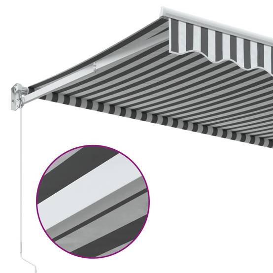 Store Banne - Auvent rétractable anthracite et blanc 3,5x2,5m tissu/aluminium - MEUBLE PRO - Image 7