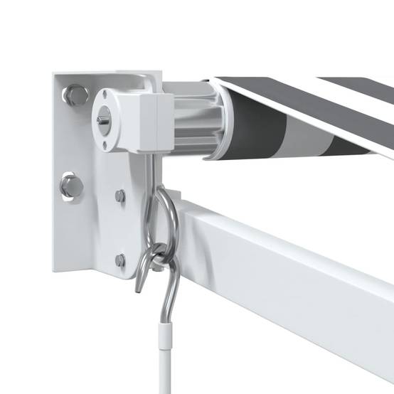 Store Banne - Auvent rétractable anthracite et blanc 3,5x2,5m tissu/aluminium - MEUBLE PRO - Image 6
