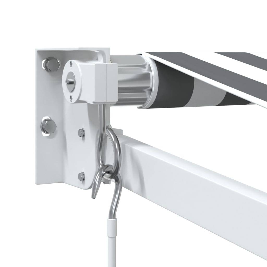 Store Banne - Auvent rétractable anthracite et blanc 3,5x2,5m tissu/aluminium - MEUBLE PRO - Image 6