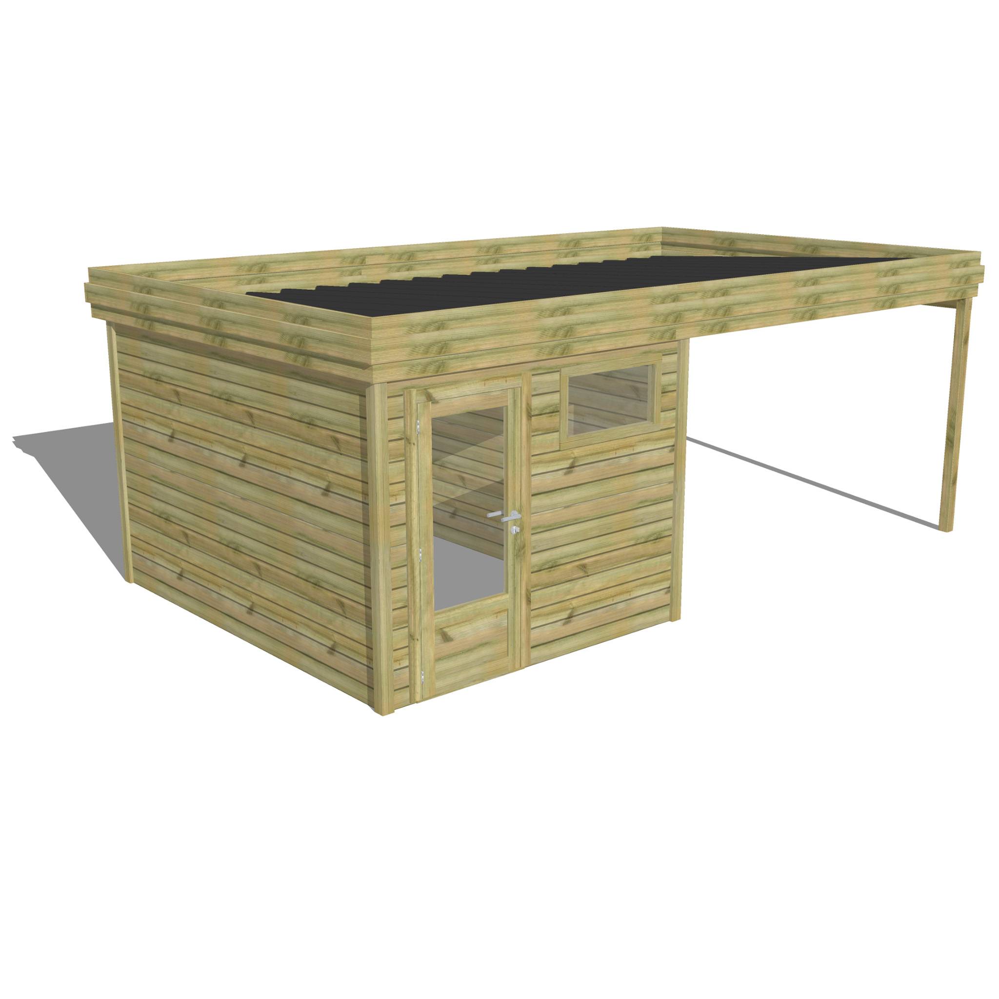 Abri Français - ABRI DE JARDIN bois Pin traité autoclave 27mm - 6,14x3,44m / 21m2 - Bac acier - Abri Français - Image 1