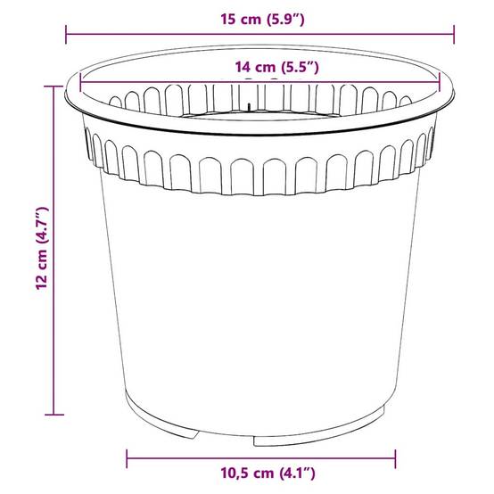 Lot 6 Pots de fleurs ronds plastique pour Balcon Jardin avec Drainage Ø 15 cm Noir - ComfortXL Outdoor Living - Image 9