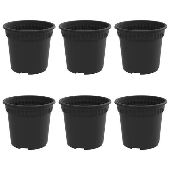 Lot 6 Pots de fleurs ronds plastique pour Balcon Jardin avec Drainage Ø 15 cm Noir - ComfortXL Outdoor Living - Image 2