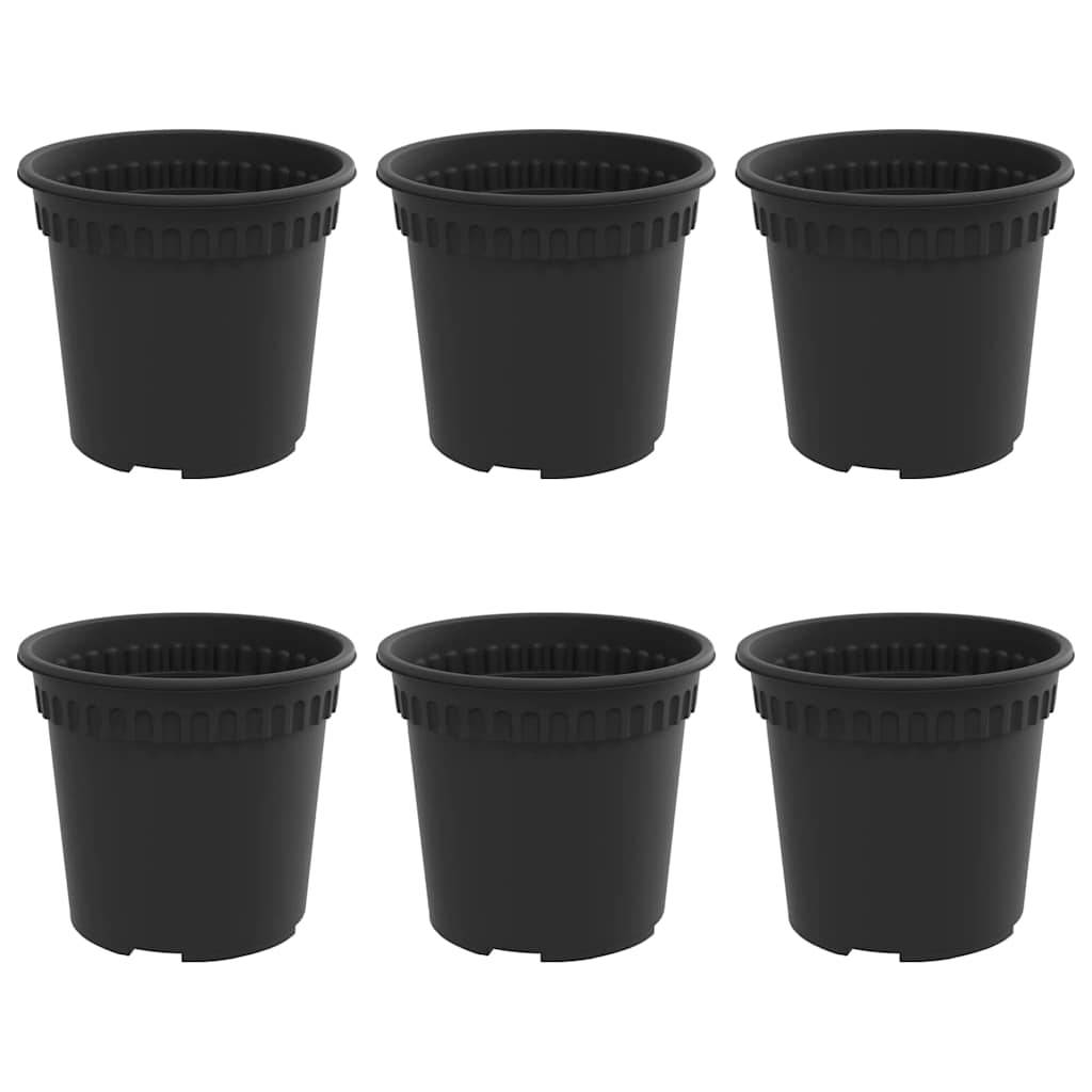 Lot 6 Pots de fleurs ronds plastique pour Balcon Jardin avec Drainage Ø 15 cm Noir - ComfortXL Outdoor Living - Image 2