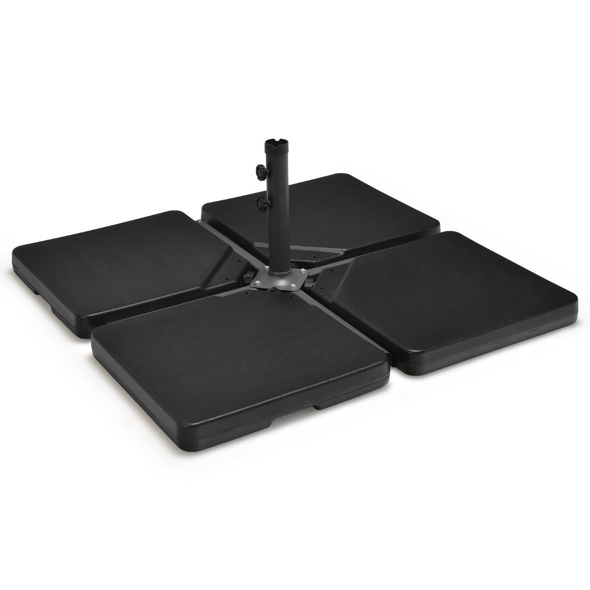 Helloshop26 - Dalle parasol déporté lot de 4 lestage poids parasol carré en HDPE à remplir 13 l d'eau ou 19,5 kg de sable base pour parasol avec poignée 100 x 100 - Imagen 1