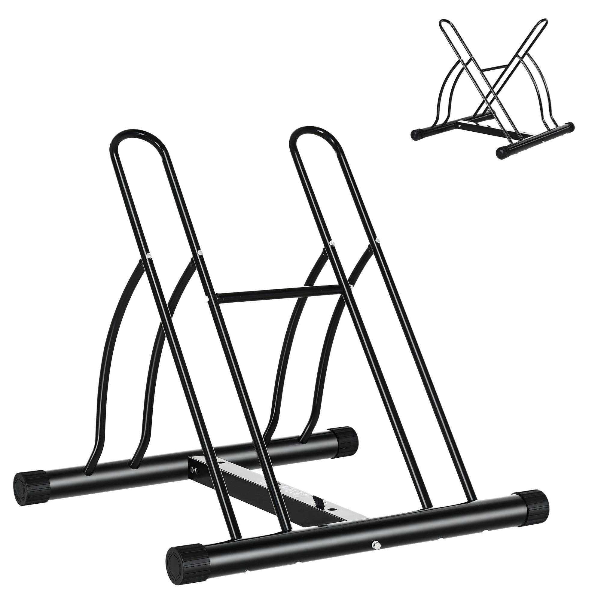 Support pour 2 Vélos, Porte-Vélos de Stationnement, Montage Facile avec Patins Antidérapants, Intérieur/Extérieur, 60 x 54 x 57 cm, Noir - Image 1
