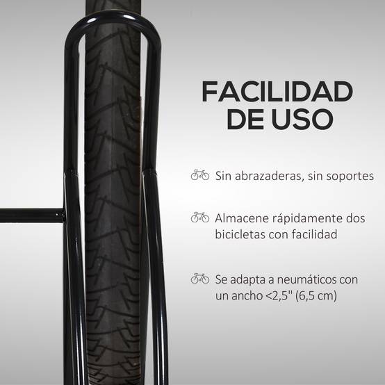 Support pour 2 Vélos, Porte-Vélos de Stationnement, Montage Facile avec Patins Antidérapants, Intérieur/Extérieur, 60 x 54 x 57 cm, Noir - Image 8