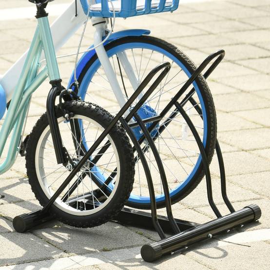 Support pour 2 Vélos, Porte-Vélos de Stationnement, Montage Facile avec Patins Antidérapants, Intérieur/Extérieur, 60 x 54 x 57 cm, Noir - Image 9
