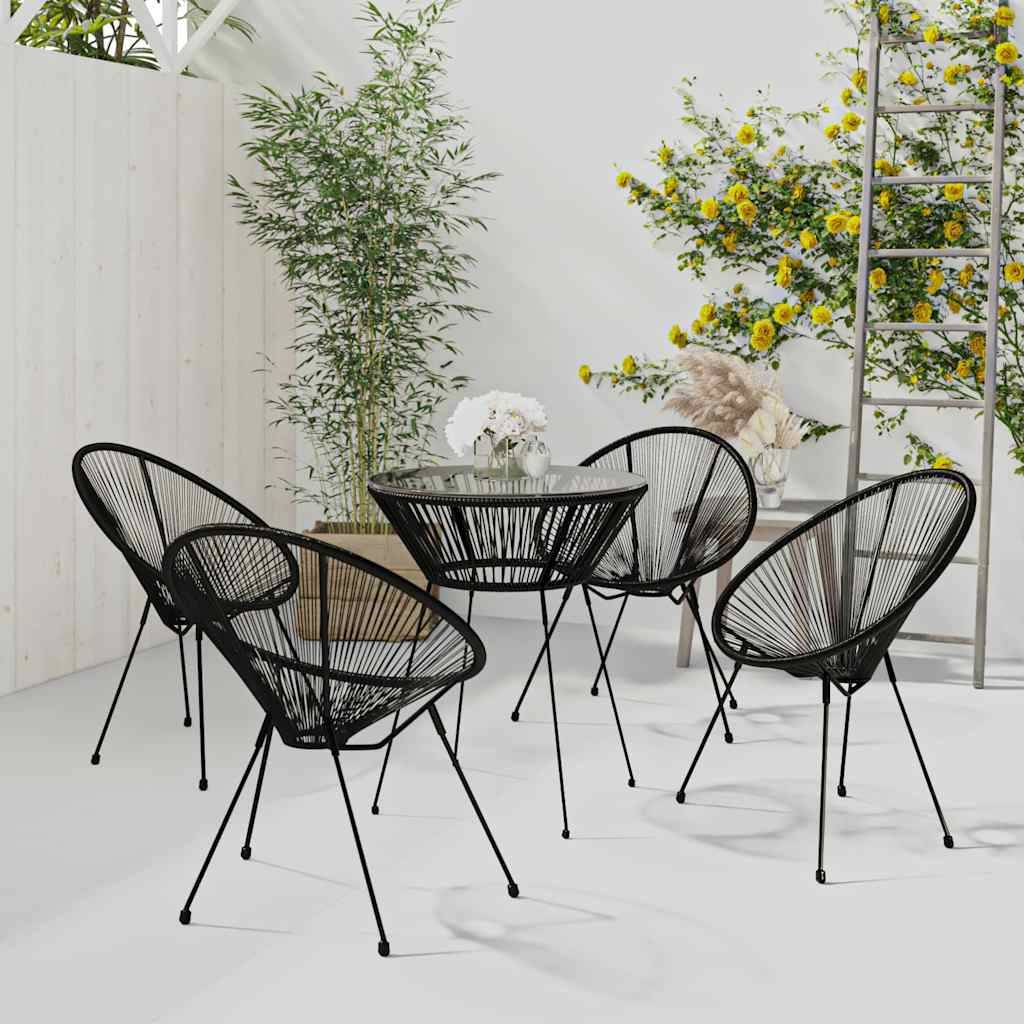 Vidaxl - Ensemble à dîner d'extérieur 5 pcs-Salons de jardin Rotin PVC Noir