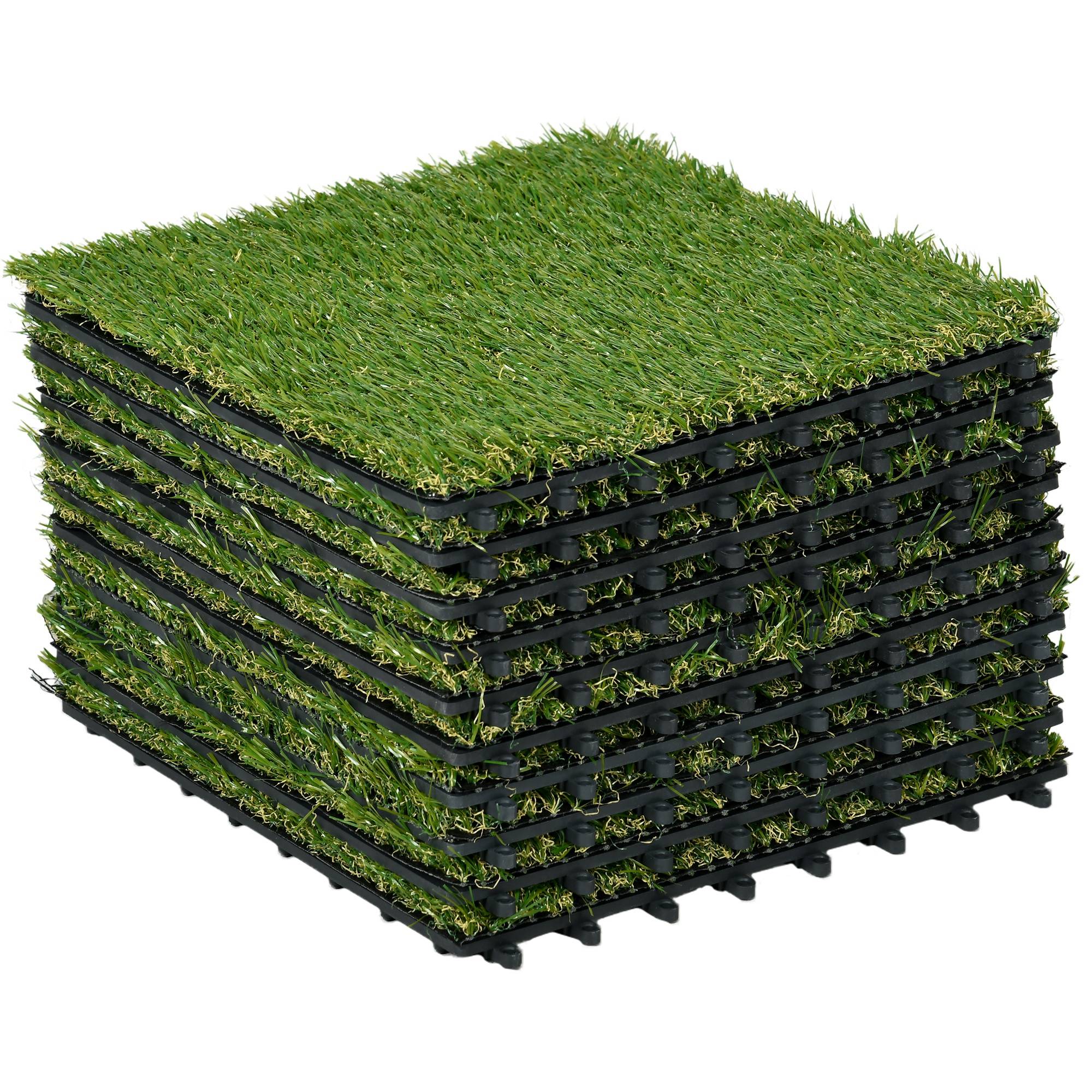 ComfortXL - Dalles gazon synthétique plastique 30 x 30 cm vert foncé terrasse jardin extérieur drainage facile lot de 10 - Image 10