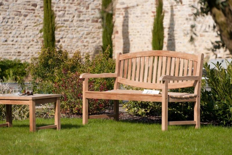 Macabane - FUN - Banc de jardin ovale en bois Teck - Imagen 2