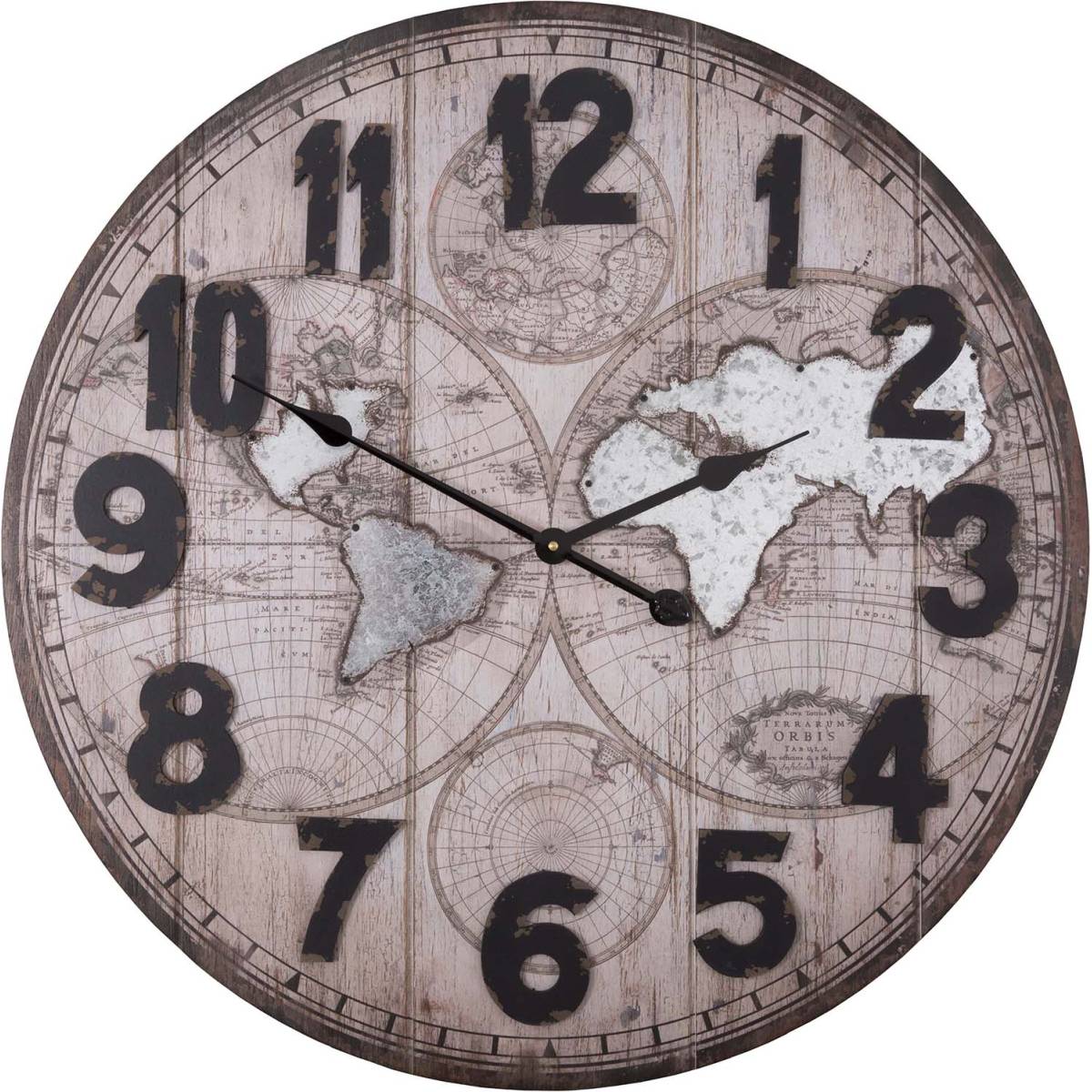 Antic Line Creations - Pendule mappemonde ronde 70 cm