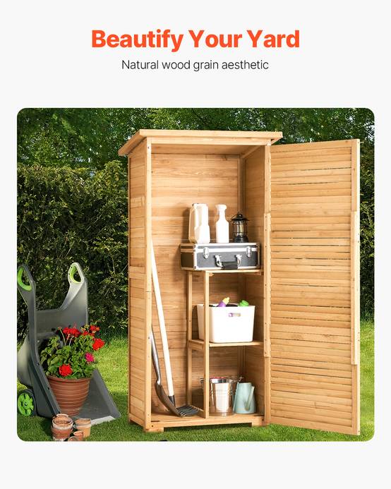 VEVOR Abri jardin 800x500x1620 mm, bois cèdre. Toit plat, étanche, pour outils. - Image 6