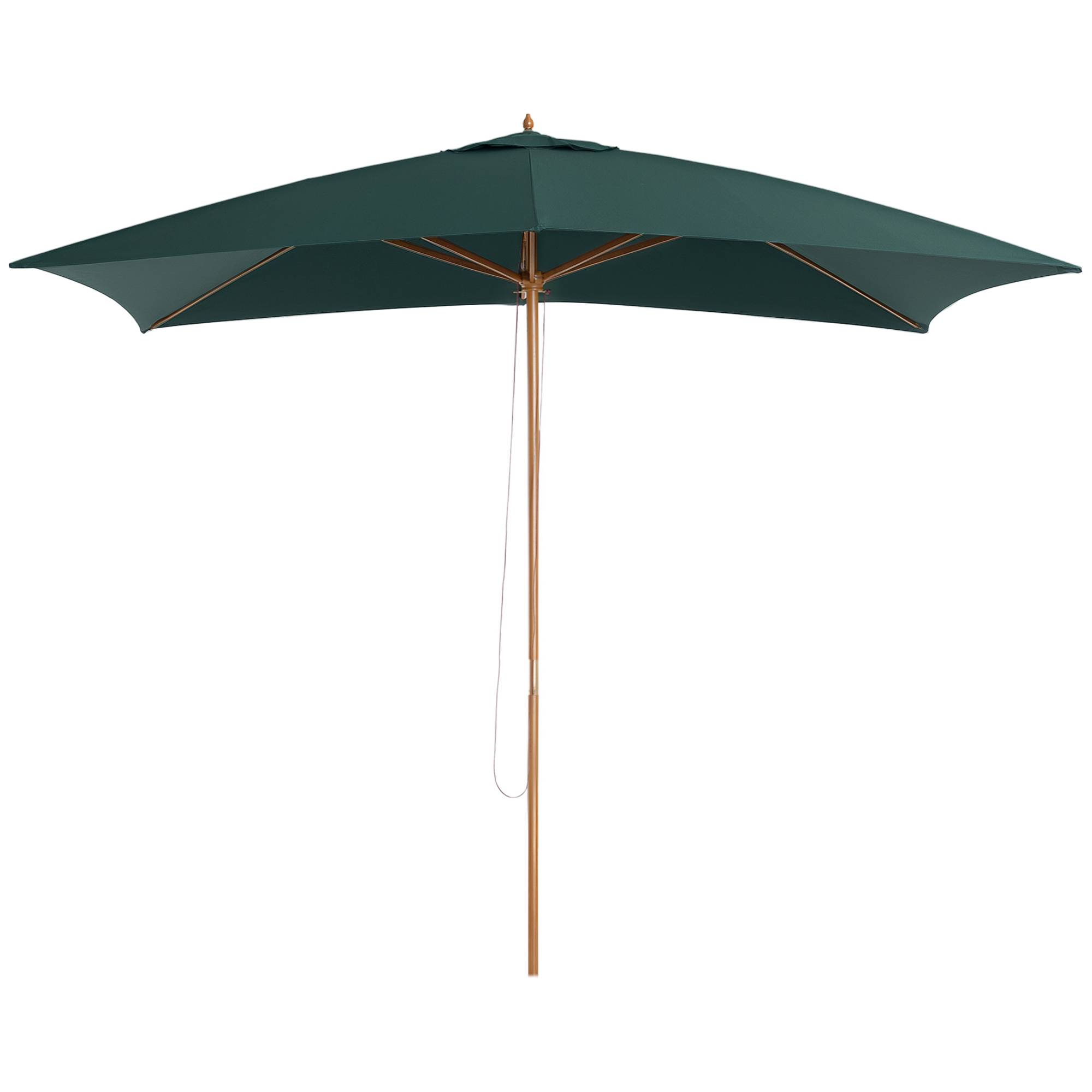 Parasol 2x3 m de jardin en bois laqué et bambou avec toile amovible, vert foncé - Image 1