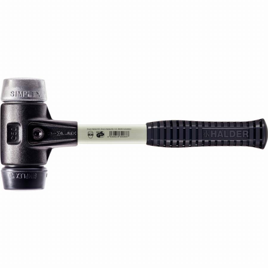 Maillet HALDER SIMPLEX Caoutchouc chargé / métal doux avec boîtier en fonte malléable renforcée et manche en fibre de verre - D=30 mm - 3729.030